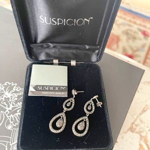 Suspicion Sterling Sparkle Double Drop Marcasite Dangle Earrings NWOT!  NIB